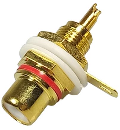 RCA Tulp connector 2-polig female verguld rood voor inbouw